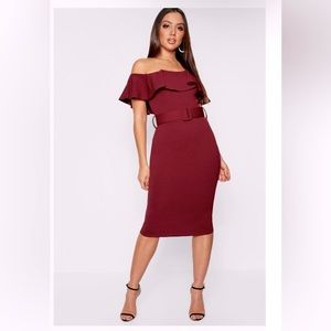 NWT- Belted Midi Dress- Wine -Size 10